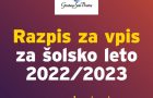 VABILO K VPISU V GLASBENO ŠOLO 2022/2023